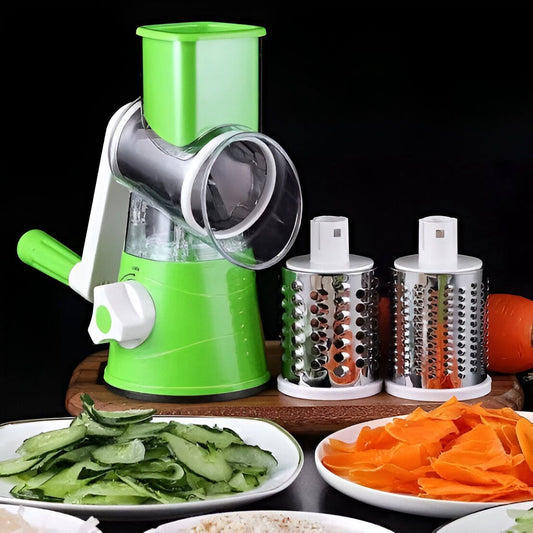Multifunctional Roller Vegetable Cutter, 3 In 1 Vegetable Slicer And Cutter, Manual Rotary Drum Grater, Hand Roller Type Square Drum Vegetable Cutter with 3 Removable Blades For Kitchen